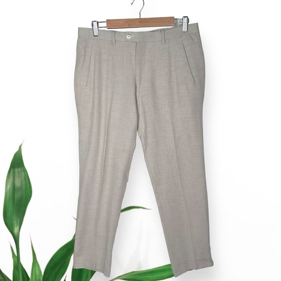 ZARA MAN Slim Ankle Business Casual Pants Trousers Mid Rise Twill Beige 31 - Picture 1 of 14